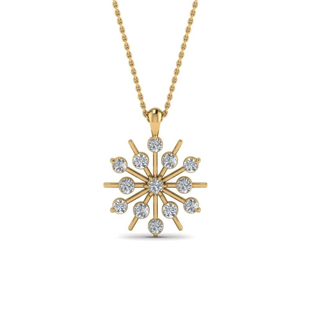 JBR Snowflake Round Cut Diamond Pendant Silver For Women - JBR Jeweler
