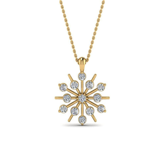 JBR Snowflake Round Cut Diamond Pendant Silver For Women - JBR Jeweler