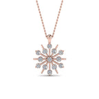 JBR Snowflake Round Cut Diamond Pendant Silver For Women - JBR Jeweler
