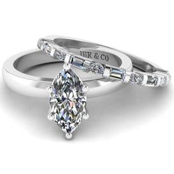 JBR Solitaire Marquise Cut Sterling Silver Ring Set - JBR Jeweler