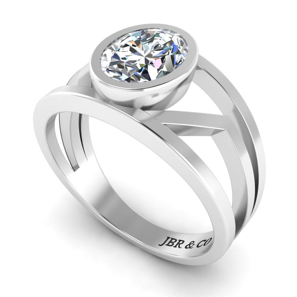 JBR Solitaire Split Shank Oval Cut Sterling Silver Ring - JBR Jeweler