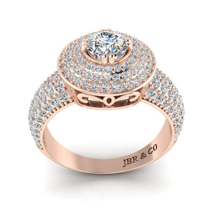 JBR Sparkling Halo Round Cut Sterling Silver Promise Ring - JBR Jeweler