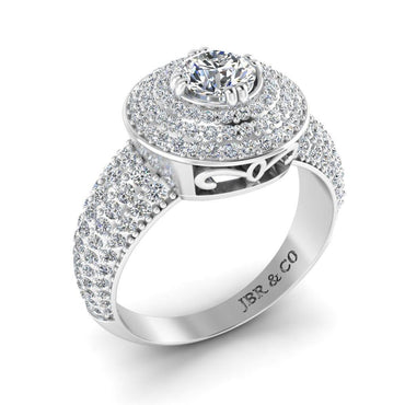 JBR Sparkling Halo Round Cut Sterling Silver Promise Ring - JBR Jeweler