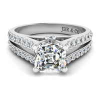 JBR Split Shank Asscher Cut Sterling Silver Ring - JBR Jeweler