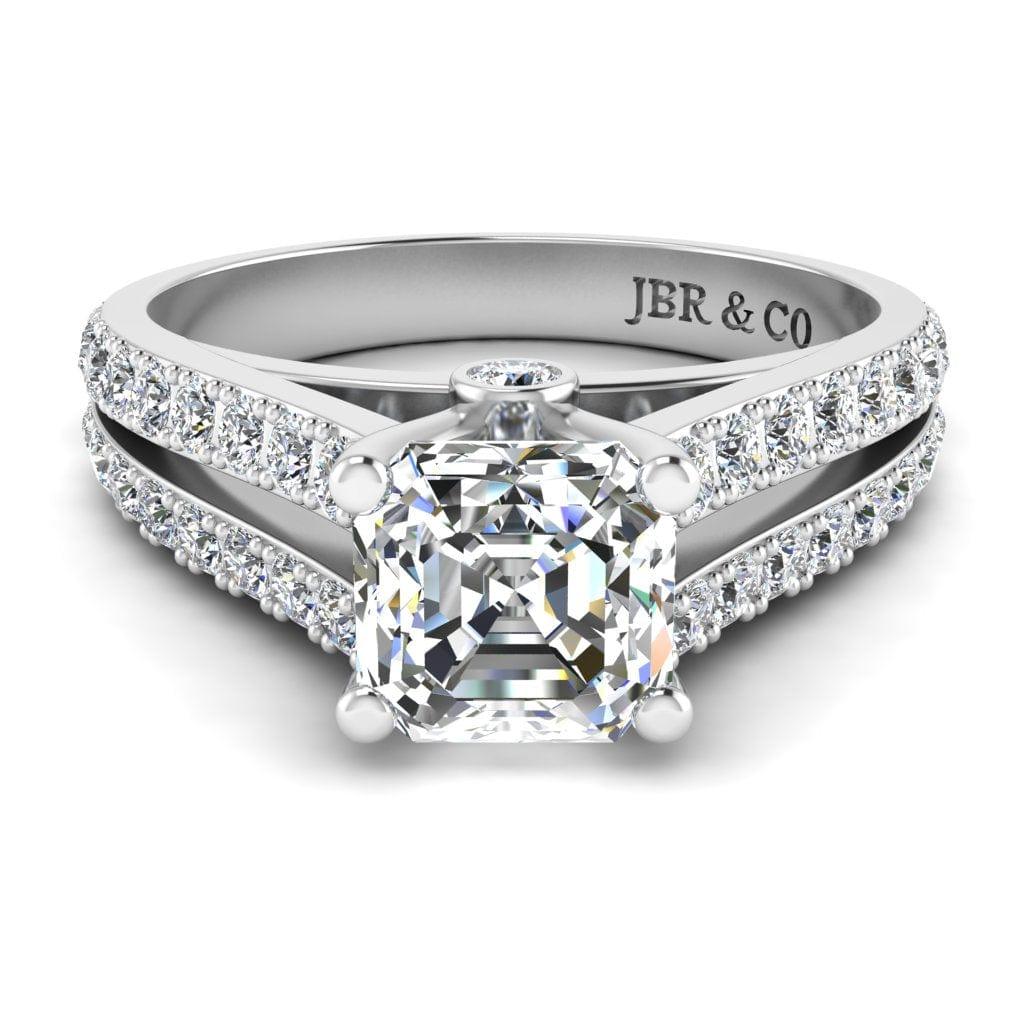 JBR Split Shank Asscher Cut Sterling Silver Ring - JBR Jeweler