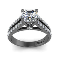 JBR Split Shank Asscher Cut Sterling Silver Ring - JBR Jeweler