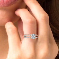 JBR Split Shank Cushion Cut Sterling Silver Ring - JBR Jeweler