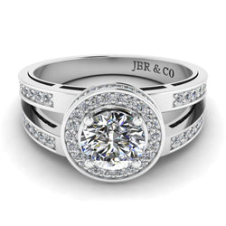 JBR Split Shank Halo Round Cut Sterling Silver Ring - JBR Jeweler