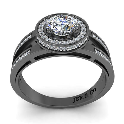 JBR Split Shank Halo Round Cut Sterling Silver Ring - JBR Jeweler