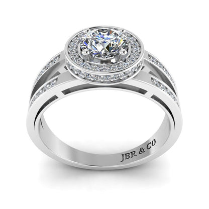 JBR Split Shank Halo Round Cut Sterling Silver Ring - JBR Jeweler