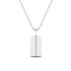 JBR Square Edge Diamond Dog Tag Pendant In Sterling Silver - JBR Jeweler