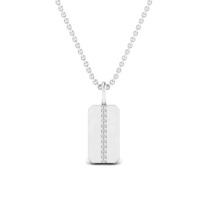 JBR Square Edge Diamond Dog Tag Pendant In Sterling Silver - JBR Jeweler