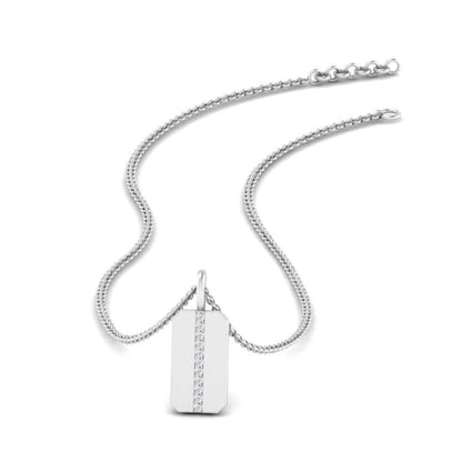 JBR Square Edge Diamond Dog Tag Pendant In Sterling Silver - JBR Jeweler