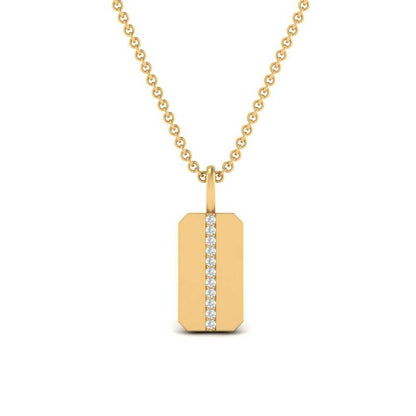 JBR Square Edge Diamond Dog Tag Pendant In Sterling Silver - JBR Jeweler