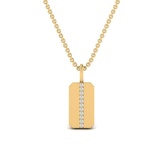 JBR Square Edge Diamond Dog Tag Pendant In Sterling Silver - JBR Jeweler