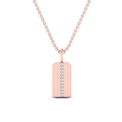 JBR Square Edge Diamond Dog Tag Pendant In Sterling Silver - JBR Jeweler