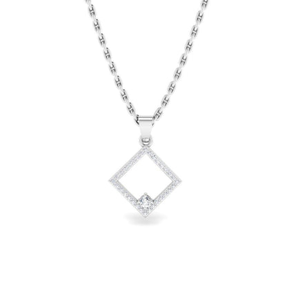 JBR Square Round Cut Diamond Frame Sterling Silver Necklace - JBR Jeweler