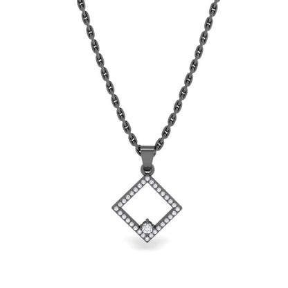 JBR Square Round Cut Diamond Frame Sterling Silver Necklace - JBR Jeweler