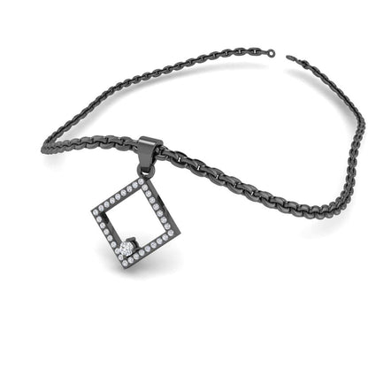 JBR Square Round Cut Diamond Frame Sterling Silver Necklace - JBR Jeweler