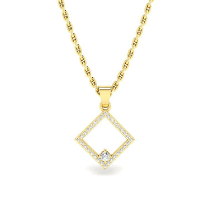 JBR Square Round Cut Diamond Frame Sterling Silver Necklace - JBR Jeweler