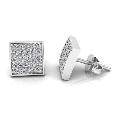 JBR Square Round Stud Earrings for Men and Women in Sterling Silver - JBR Jeweler