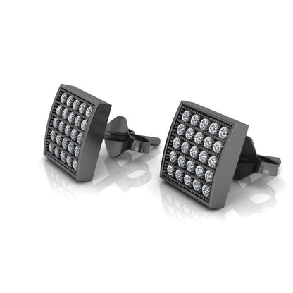 JBR Square Round Stud Earrings for Men and Women in Sterling Silver - JBR Jeweler