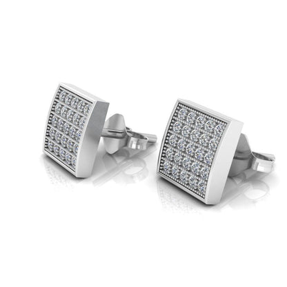 JBR Square Round Stud Earrings for Men and Women in Sterling Silver - JBR Jeweler