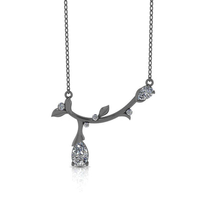 JBR Stalk Dewdrops Pear Cut Diamonds Sterling Silver Necklace - JBR Jeweler