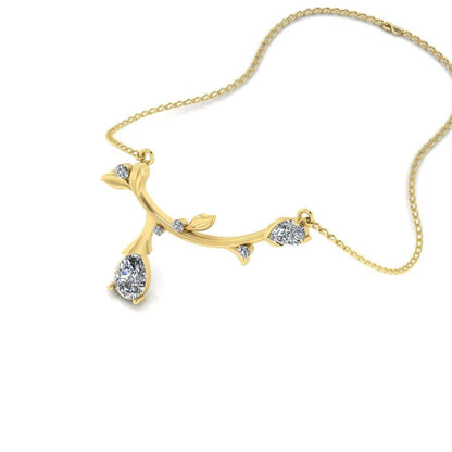 JBR Stalk Dewdrops Pear Cut Diamonds Sterling Silver Necklace - JBR Jeweler