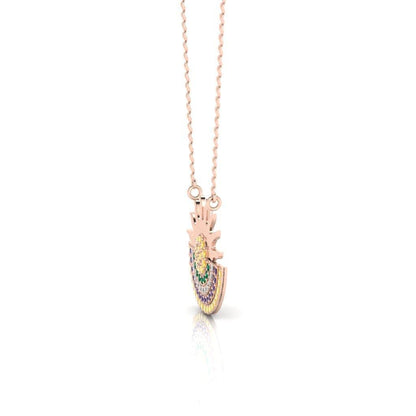 JBR Sun Moon Multi color Design Sterling Silver Necklace - JBR Jeweler