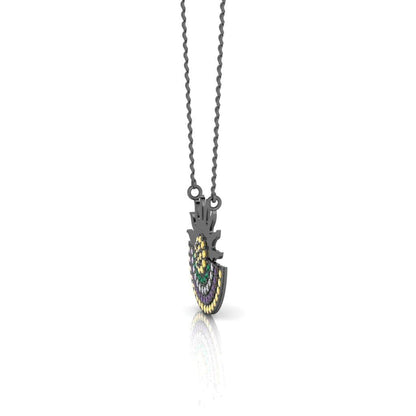 JBR Sun Moon Multi color Design Sterling Silver Necklace - JBR Jeweler