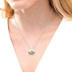 JBR Sun Moon Multi color Design Sterling Silver Necklace - JBR Jeweler