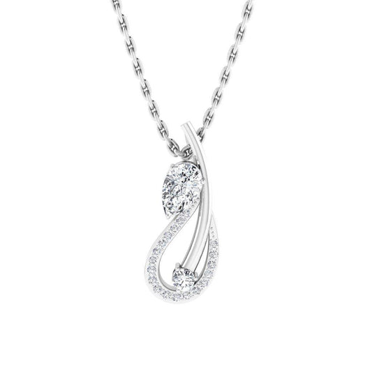 JBR Swans Pear Cut Sterling Silver Pendant Necklace - JBR Jeweler