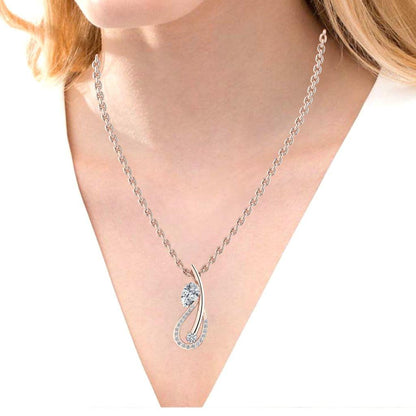 JBR Swans Pear Cut Sterling Silver Pendant Necklace - JBR Jeweler