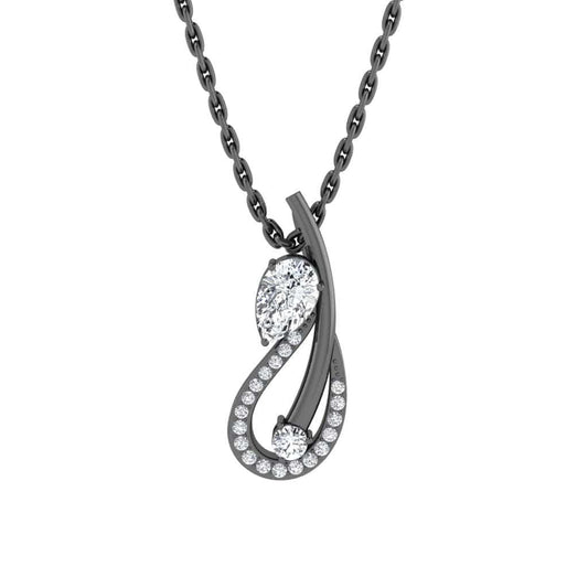 JBR Swans Pear Cut Sterling Silver Pendant Necklace - JBR Jeweler