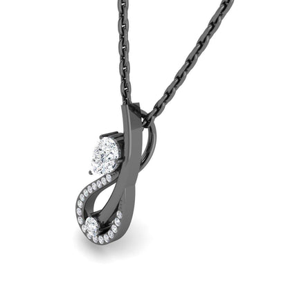 JBR Swans Pear Cut Sterling Silver Pendant Necklace - JBR Jeweler