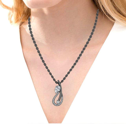 JBR Swans Pear Cut Sterling Silver Pendant Necklace - JBR Jeweler