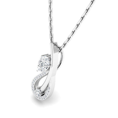 JBR Swans Pear Cut Sterling Silver Pendant Necklace - JBR Jeweler