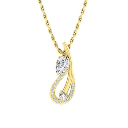 JBR Swans Pear Cut Sterling Silver Pendant Necklace - JBR Jeweler