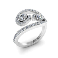 JBR Swirl Round Cut Diamonds Sterling Silver Promise Ring - JBR Jeweler