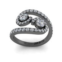 JBR Swirl Round Cut Diamonds Sterling Silver Promise Ring - JBR Jeweler