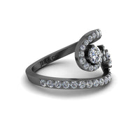 JBR Swirl Round Cut Diamonds Sterling Silver Promise Ring - JBR Jeweler