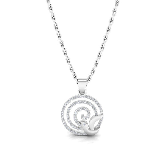 JBR Swirling Sparrow Round Cut Sterling Silver Necklace - JBR Jeweler