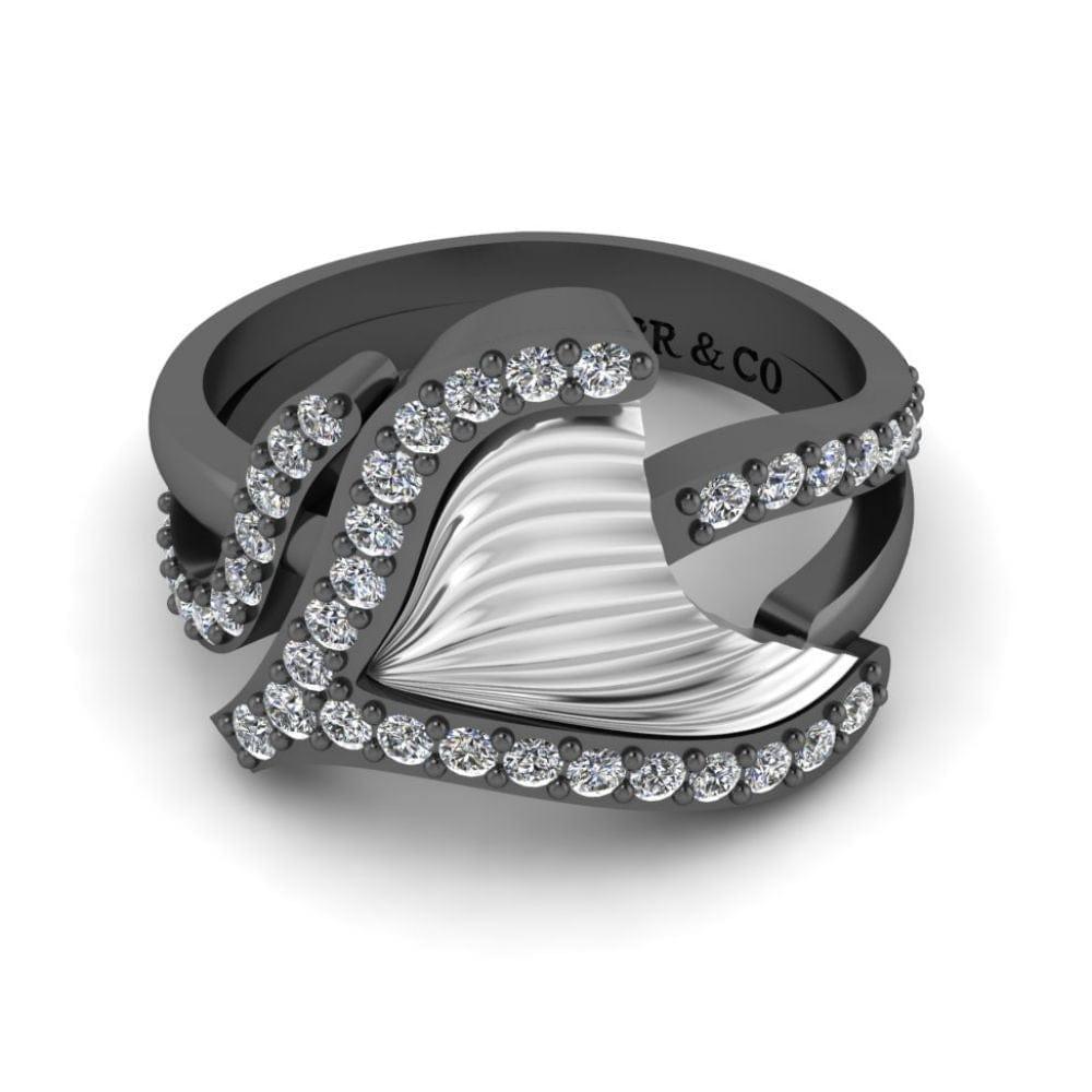 JBR Tail Fin Bypass Wedding Ring in Sterling Silver - JBR Jeweler