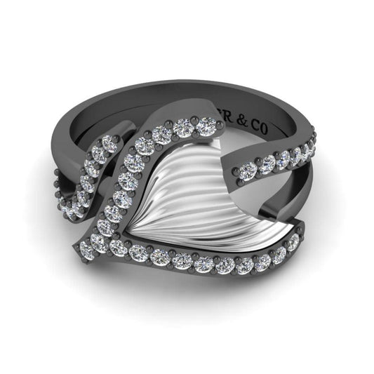 JBR Tail Fin Bypass Wedding Ring in Sterling Silver - JBR Jeweler