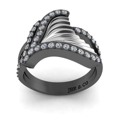 JBR Tail Fin Bypass Wedding Ring in Sterling Silver - JBR Jeweler