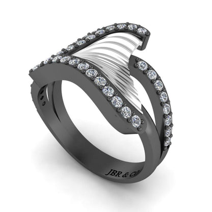 JBR Tail Fin Bypass Wedding Ring in Sterling Silver - JBR Jeweler