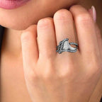 JBR Tail Fin Bypass Wedding Ring in Sterling Silver - JBR Jeweler