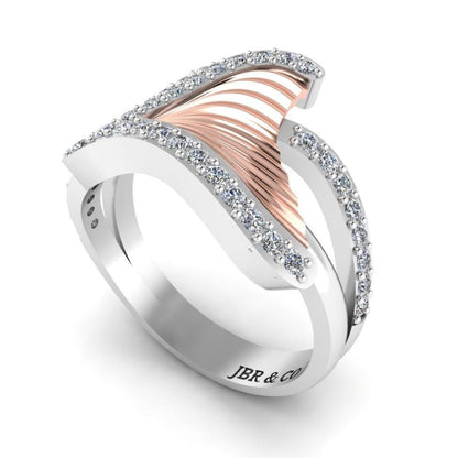 JBR Tail Fin Bypass Wedding Ring in Sterling Silver - JBR Jeweler