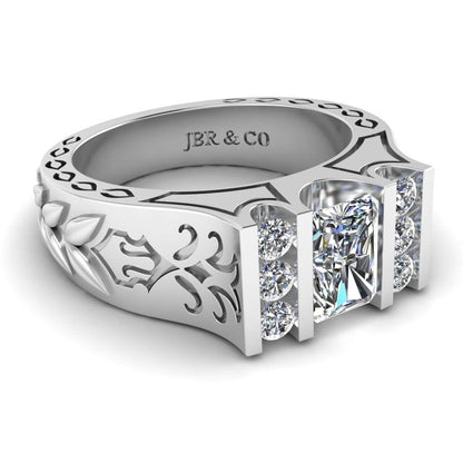 JBR Tension Set Emerald Cut Sterling Silver Ring - JBR Jeweler